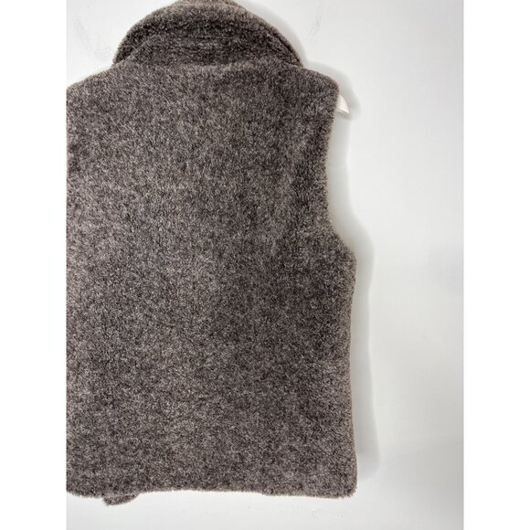Dylan by True Grit Sherpa Vest S | Faux Fur Zip Front Gray Cozy Layer - Picture 8 of 13